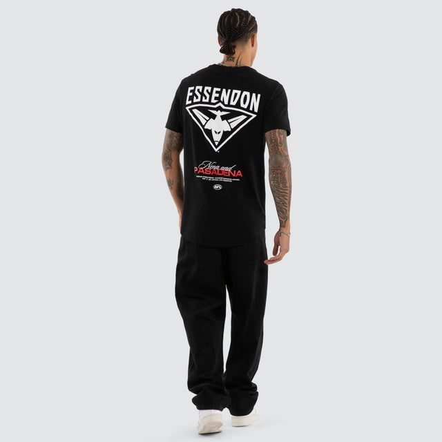Essendon Bombers AFL Grand Dual Curved Tee Jet Black