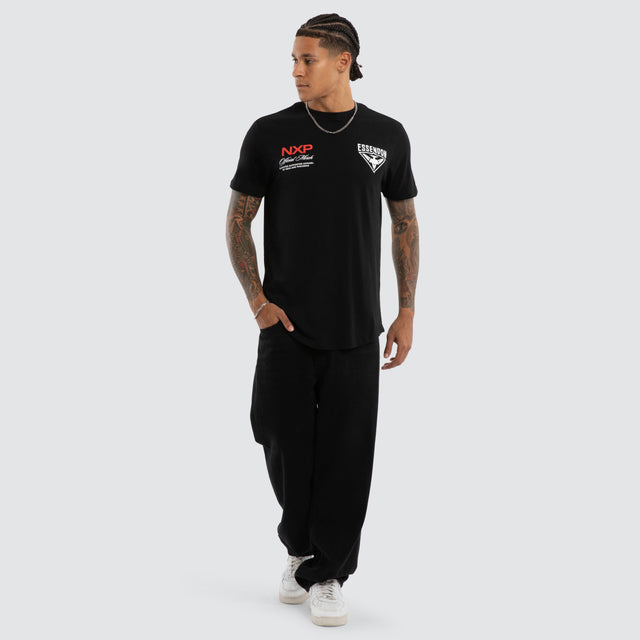 Essendon Bombers AFL Grand Dual Curved Tee Jet Black