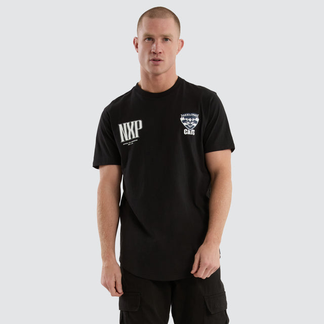 model wears Geelong Cats AFL Legend Tee Jet Black T-Shirts Black - image 2