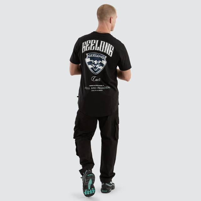 model wears Geelong Cats AFL Legend Tee Jet Black T-Shirts Black - image 5