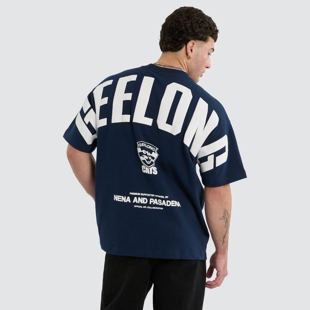 Geelong Cats AFL Archive Loopback Raptor Tee Navy