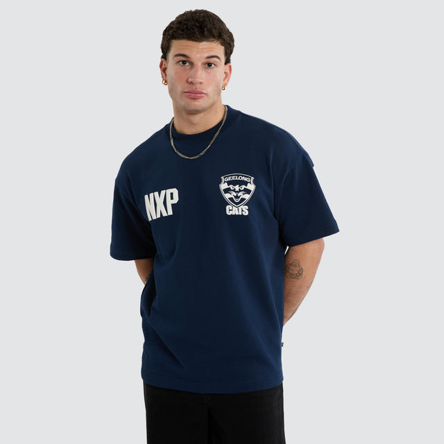 Geelong Cats AFL Archive Loopback Raptor Tee Navy