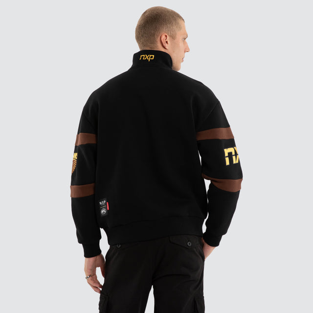 Model wears Hawthorn Hawks AFL Allied Pullover Jet Black Jumpers Black – image 5