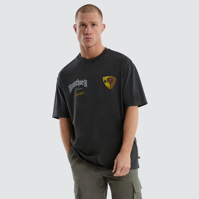 Hawthorn Hawks AFL Vintage Goth Tee Pigment Asphalt