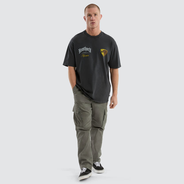 Hawthorn Hawks AFL Vintage Goth Tee Pigment Asphalt