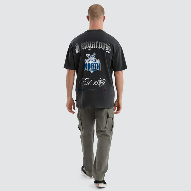 North Melbourne Kangaroos Vintage Goth Tee Pigment Asphalt