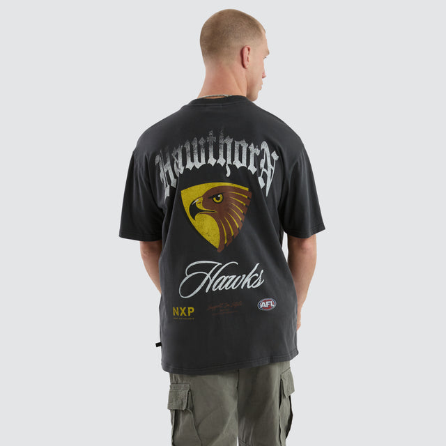 Hawthorn Hawks AFL Vintage Goth Tee Pigment Asphalt
