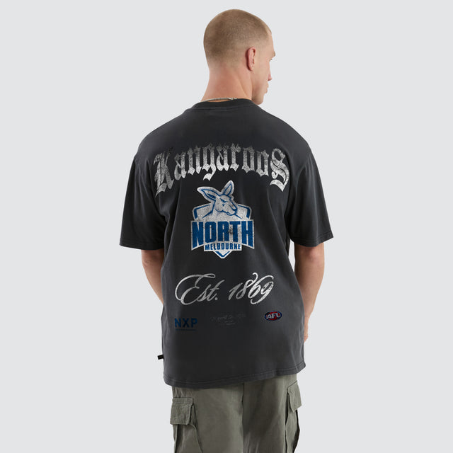 North Melbourne Kangaroos Vintage Goth Tee Pigment Asphalt