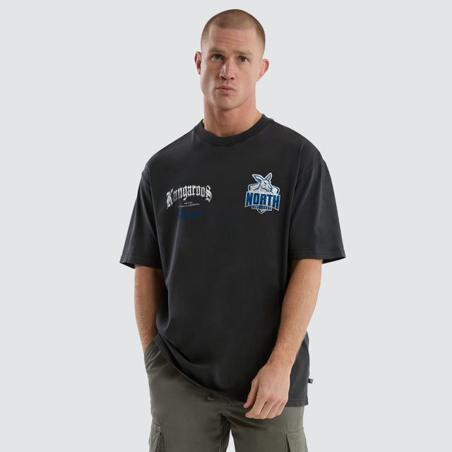 North Melbourne Kangaroos Vintage Goth Tee Pigment Asphalt