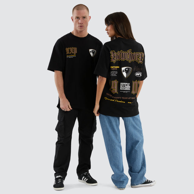 model wears Hawthorn Hawks AFL Fallback Tee Jet Black T-Shirts Black - image 2