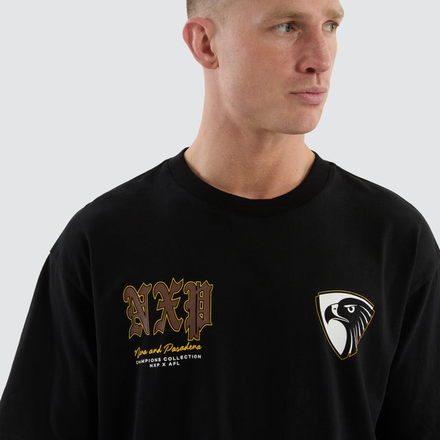 model wears Hawthorn Hawks AFL Fallback Tee Jet Black T-Shirts Black - image 7