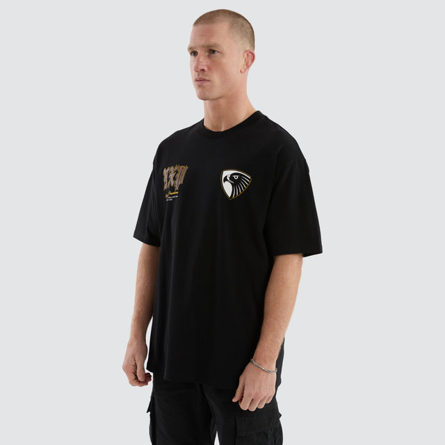 model wears Hawthorn Hawks AFL Fallback Tee Jet Black T-Shirts Black - image 5
