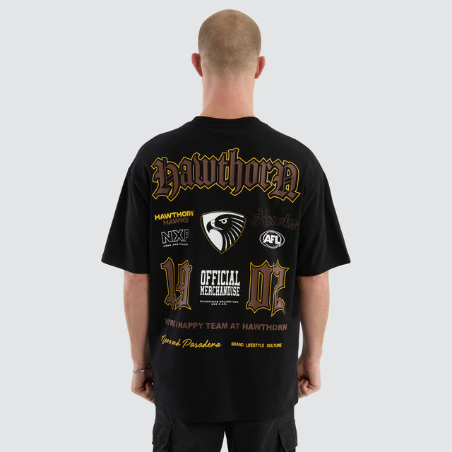 model wears Hawthorn Hawks AFL Fallback Tee Jet Black T-Shirts Black - image 6