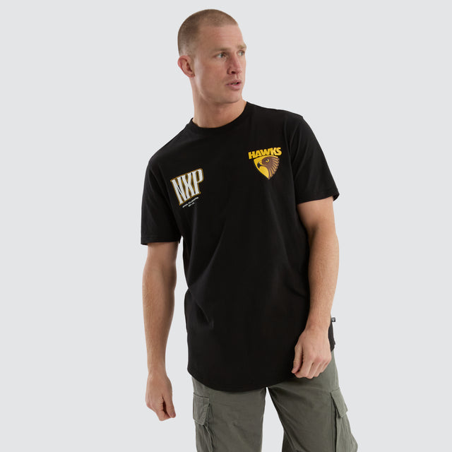 model wears Hawthorn Hawks AFL Legend Tee Jet Black T-Shirts Black - image 2