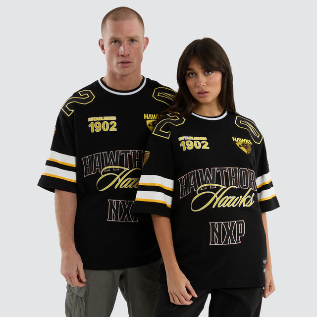 Hawthorn Hawks AFL League Loopback Tee Jet Black