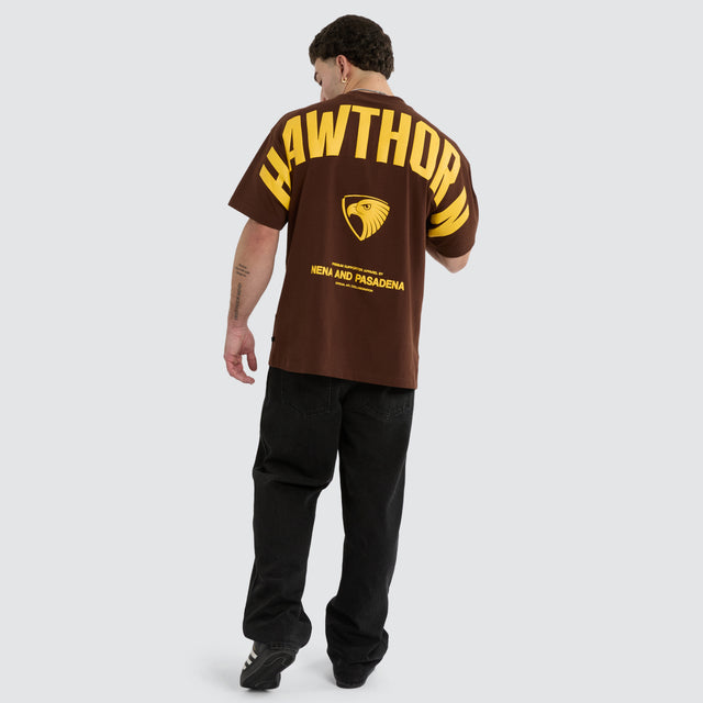 Hawthorn Hawks AFL Archive Loopback Raptor Tee Brown
