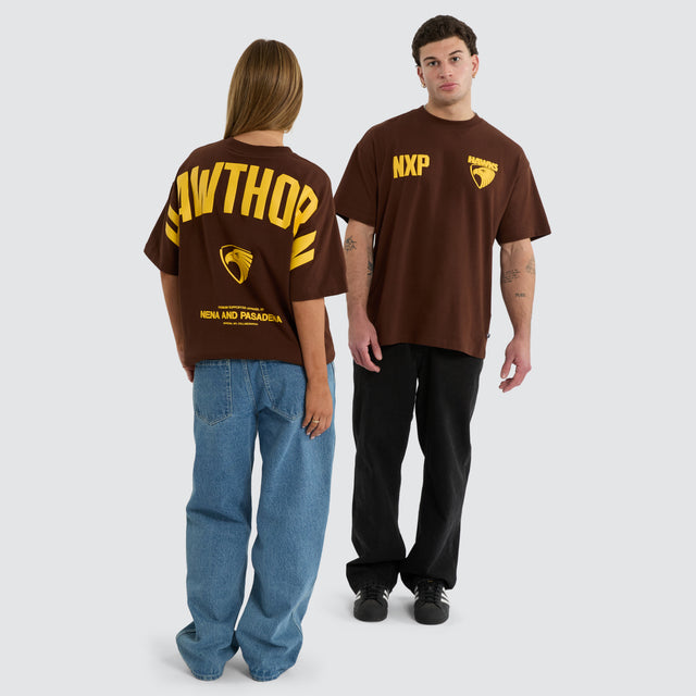 Hawthorn Hawks AFL Archive Loopback Raptor Tee Brown