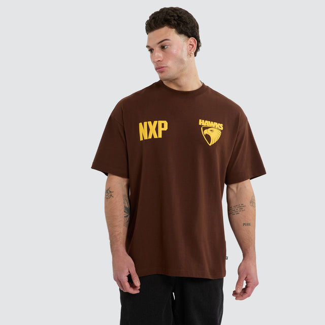 Hawthorn Hawks AFL Archive Loopback Raptor Tee Brown