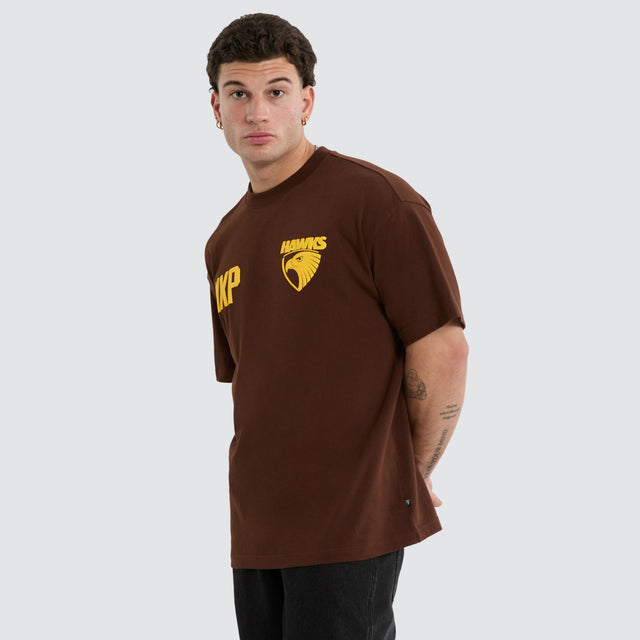 Hawthorn Hawks AFL Archive Loopback Raptor Tee Brown