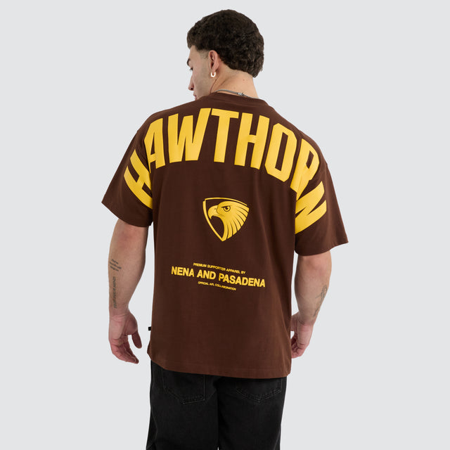 Hawthorn Hawks AFL Archive Loopback Raptor Tee Brown