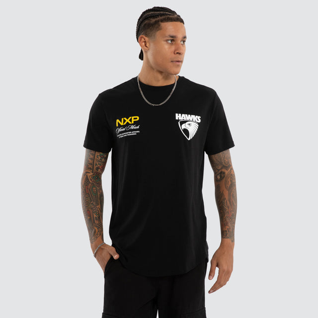 Hawthorn Hawks AFL Grand Dual Curved Tee Jet Black