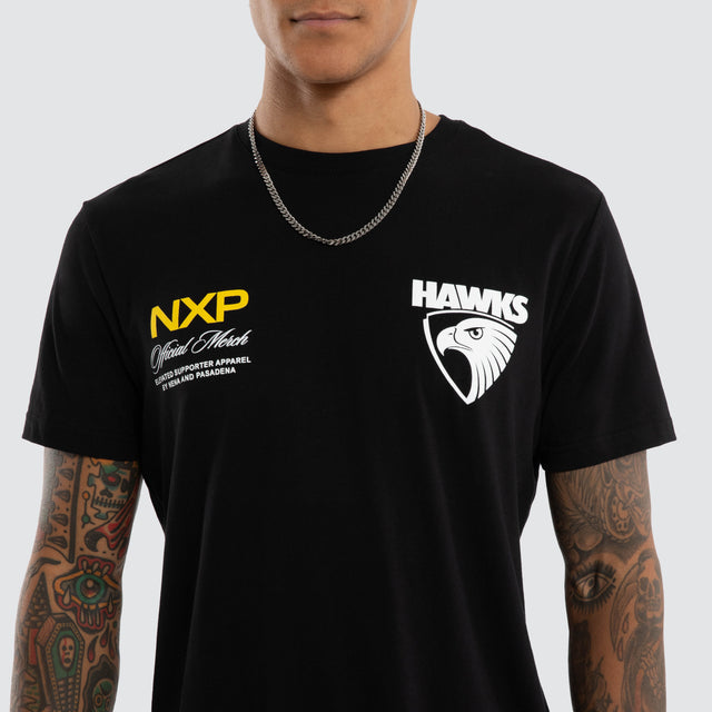 Hawthorn Hawks AFL Grand Dual Curved Tee Jet Black