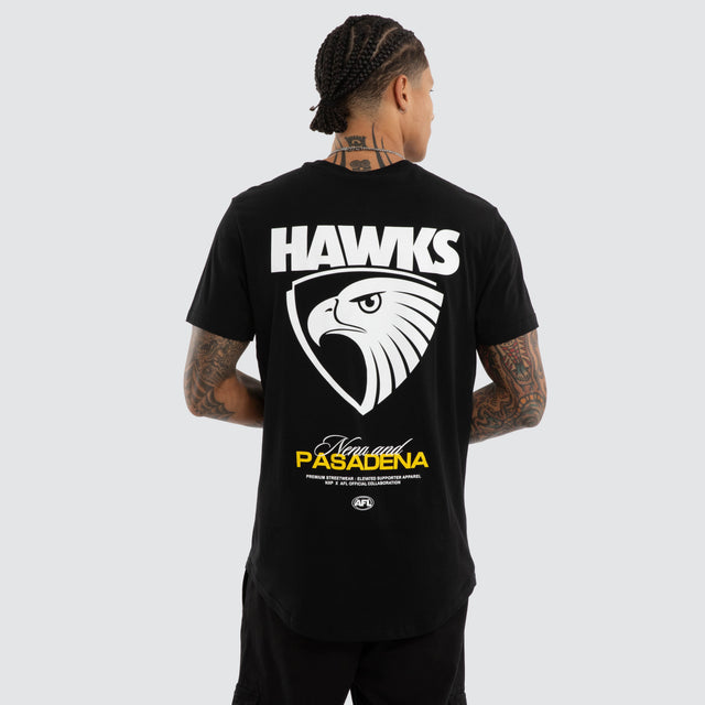 Hawthorn Hawks AFL Grand Dual Curved Tee Jet Black