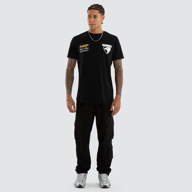 Hawthorn Hawks AFL Grand Dual Curved Tee Jet Black