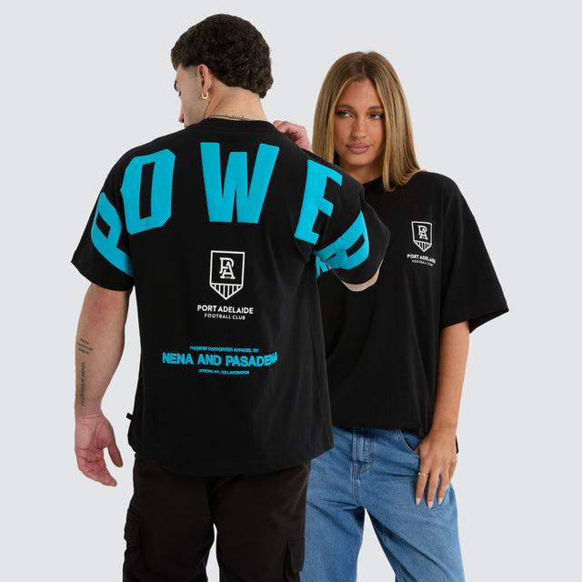 Port Adelaide Power AFL Archive Raptor Tee Jet Black