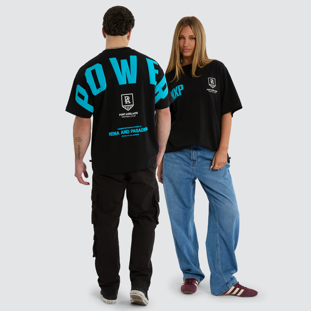 Port Adelaide Power AFL Archive Raptor Tee Jet Black