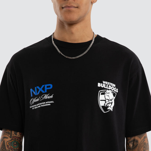 Western Bulldogs AFL Grand Box Fit Tee Jet Black
