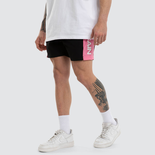 Grima Beach Short Jet Black / Hot Pink