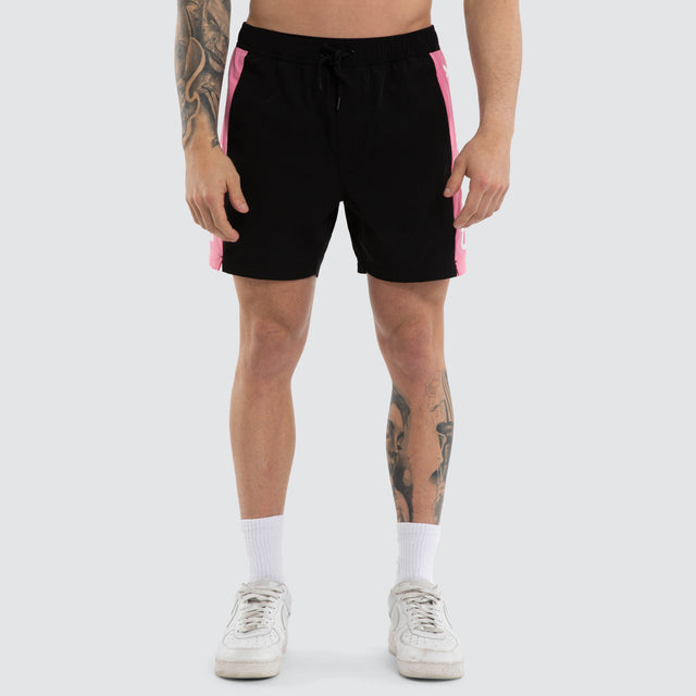 Grima Beach Short Jet Black / Hot Pink