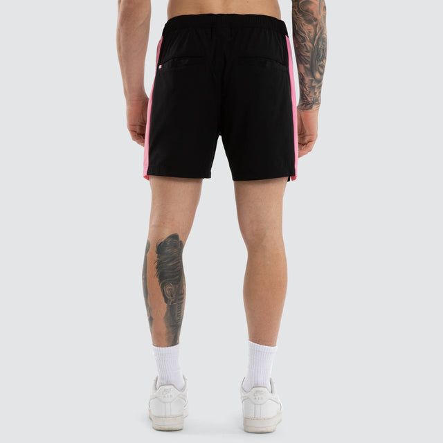 Grima Beach Short Jet Black / Hot Pink
