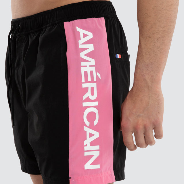 Grima Beach Short Jet Black / Hot Pink
