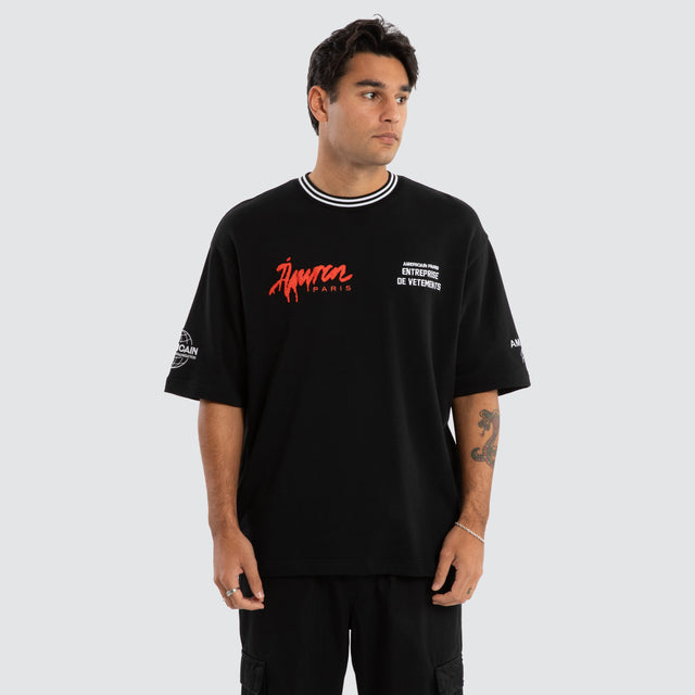 model wears National Oversized Tee Jet Black T-Shirts Black - image 3