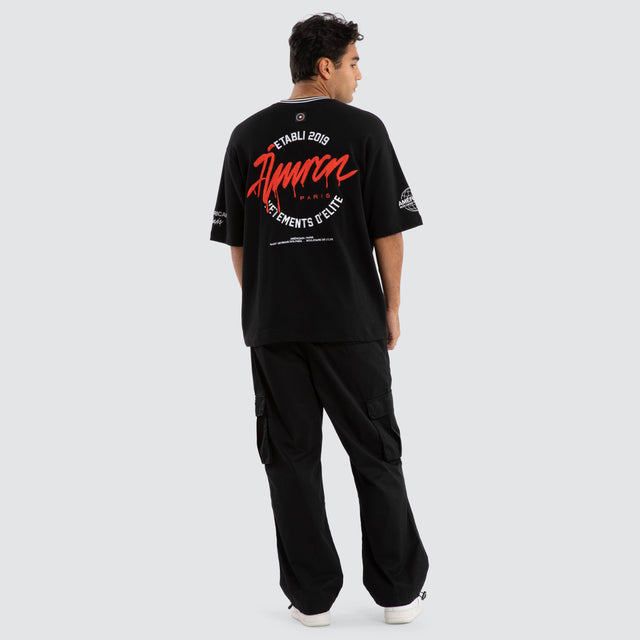 model wears National Oversized Tee Jet Black T-Shirts Black - image 4