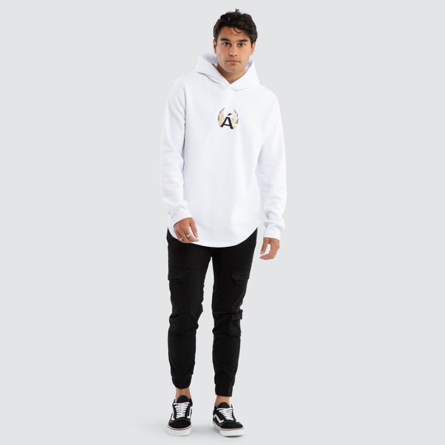 Station Dual Curved Hoodie White