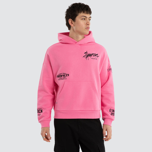 Idol Relaxed Drop Shoulder Hoodie Pink