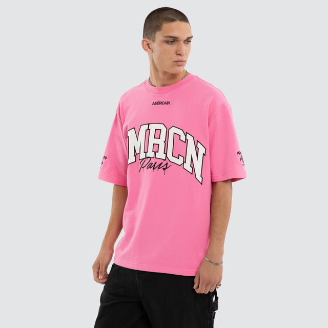 Model wears Giants Loopback Oversized Tee Pink T-Shirts Pink – image 3