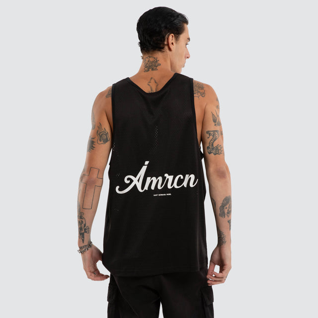 Warm Up Mesh Tank Jet Black