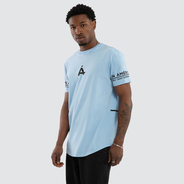 Model wears Film Scoop Back Muscle Aqua Muscle Tees Blue – image 2