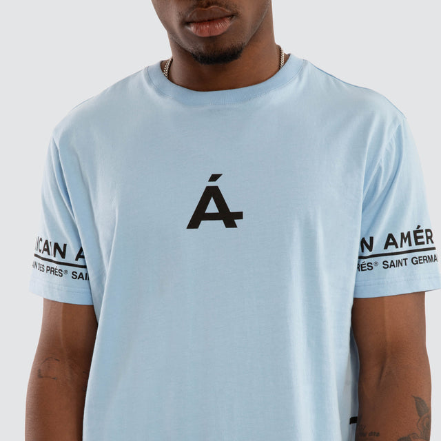 Model wears Film Scoop Back Muscle Aqua Muscle Tees Blue – image 1