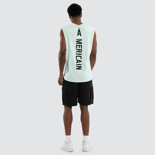 Model wears Crest Loopback Oversized Tee Placid Blue T-Shirts Blue – image 5