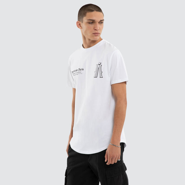 Model wears Pressure Dual Curved Tee Optical White T-Shirts White – image 3