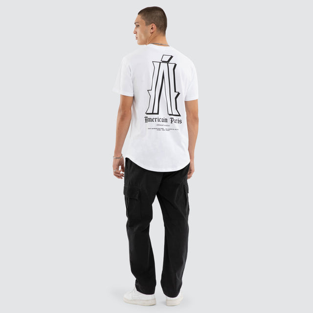 Model wears Pressure Dual Curved Tee Optical White T-Shirts White – image 2