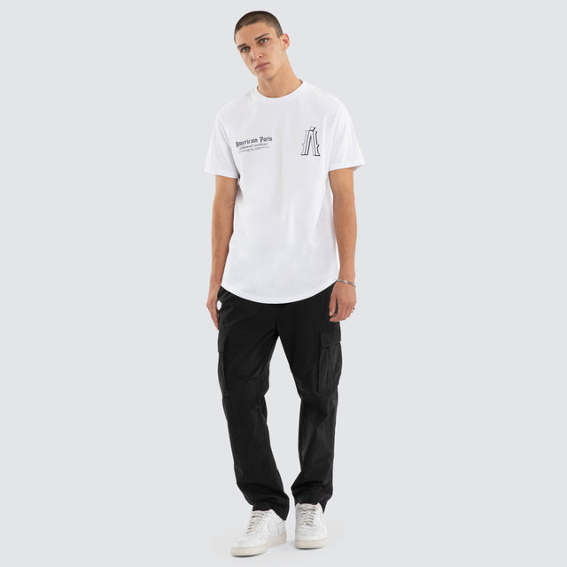 Model wears Pressure Dual Curved Tee Optical White T-Shirts White – image 5