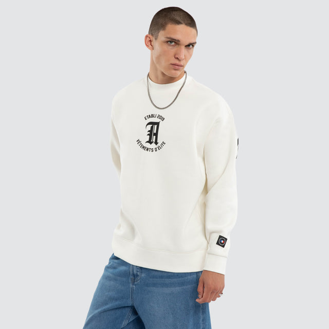 Model wears Absolute Relaxed Sweater Natural White Jumpers White – image 3