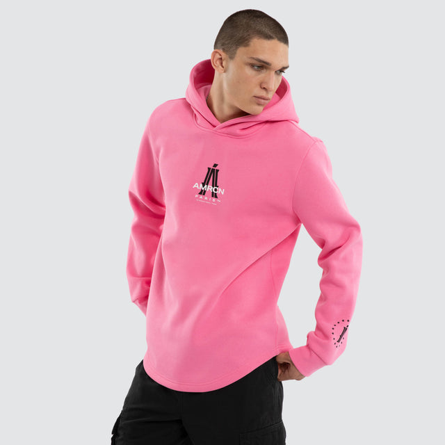 Model wears Ego Dual Curved Hoodie Pink Hoodies Pink – image 3