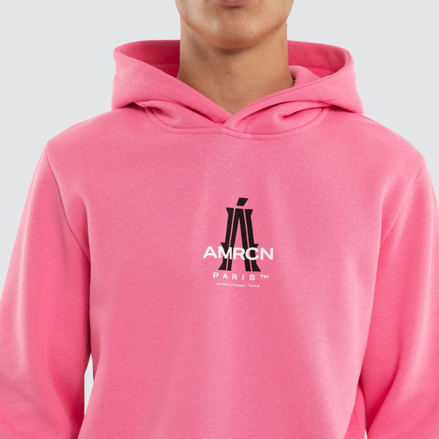 Model wears Ego Dual Curved Hoodie Pink Hoodies Pink – image 4